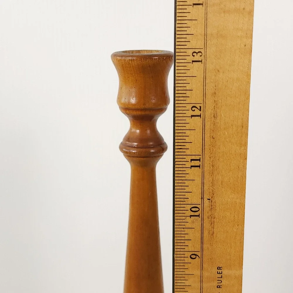 Vintage Turned Wood Candlestick‎ Holder